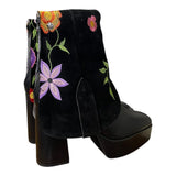 9.5 Black & Floral Embroidered Rough Out Platform Canty Boots®