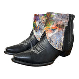 8.5 Black & Butterfly Printed Hair-on Hide Canty Boots®