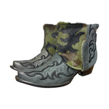 9.5 Embroidered Black & Camo Hair-on Hide Canty Boots®
