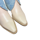 9.5 Pale Pink & Designer Denim Stacked Heel Canty Boots®