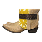 10 Embroidered Tan & Yellow Mudcloth Canty Boots®