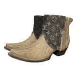 10 Embroidered Tan & Layered Designer Denim Canty Boots®
