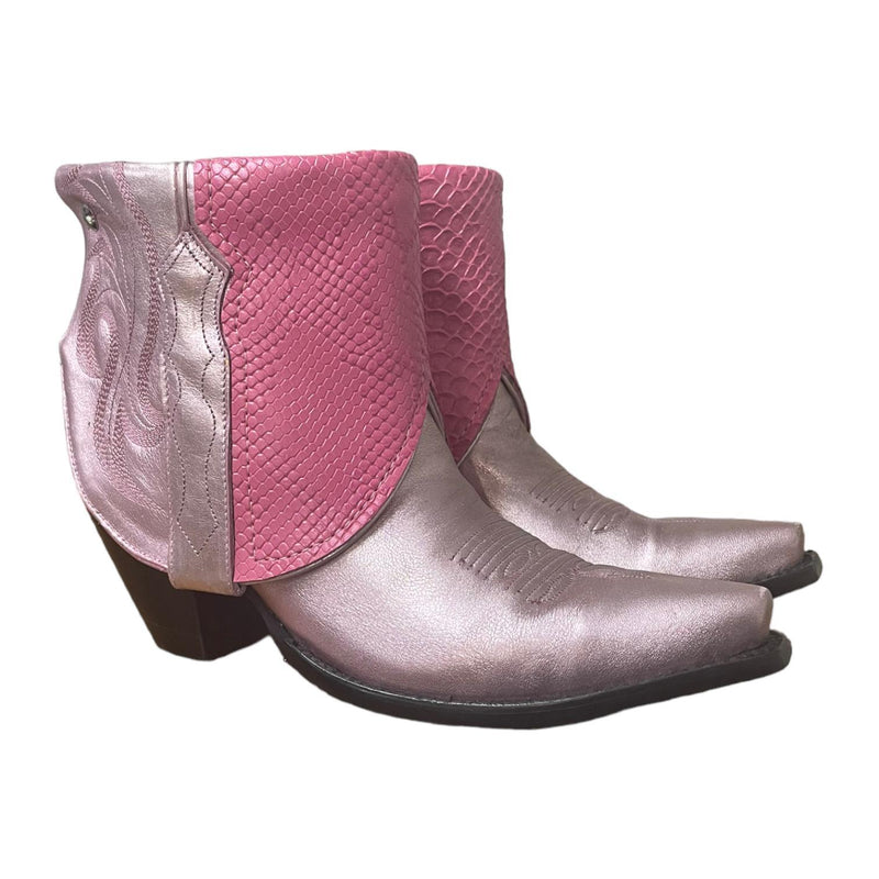 8 Metallic Pink Canty Boots® with Silver Snake