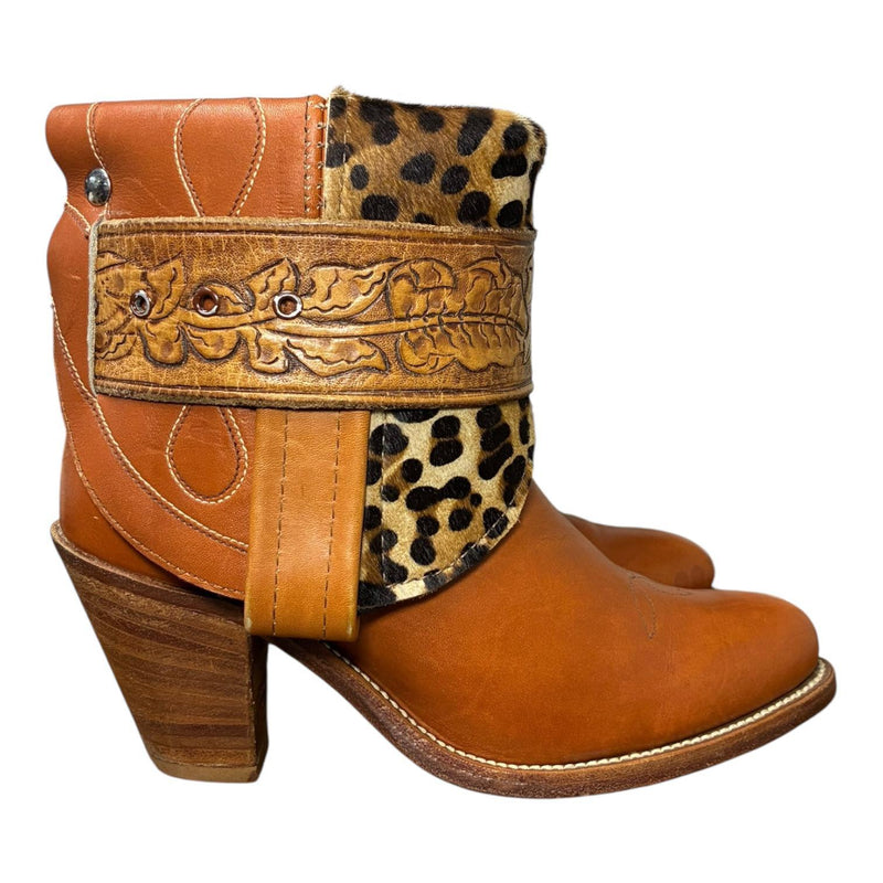 7 Tan & Leopard Hair-on Hide Stacked Heel Canty Boots®