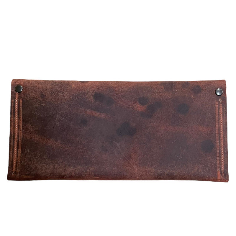 Red Leather Clutch with Cow Tag