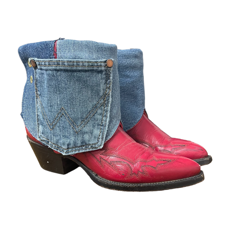 6.5 Red & Denim with Wrangler Pocket Canty Boots®