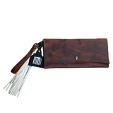 Red Leather Clutch with Cow Tag